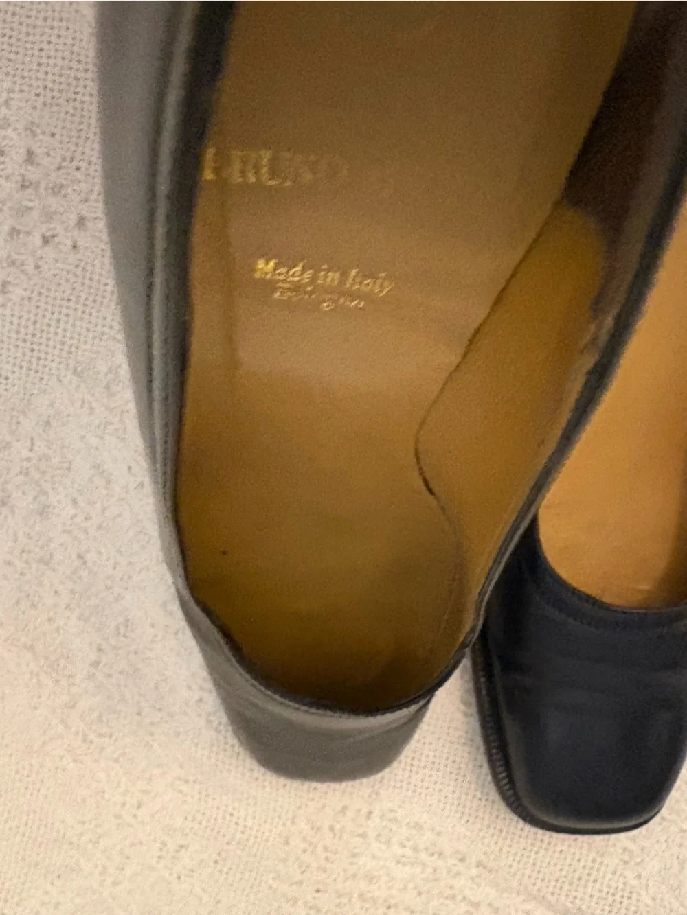 Bruno Magli Black Leather Mid Block Heel Pumps